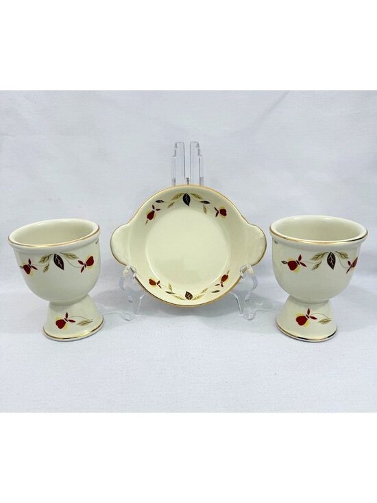Hall NALCC Jewel Tea Other - Hall NALCC Autumn Leaf 1997 Double egg cups & 2015 Shirred egg plate appears unu